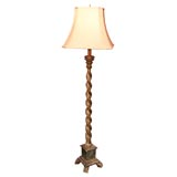 Antique Carved  floor lamp stand with silk shade