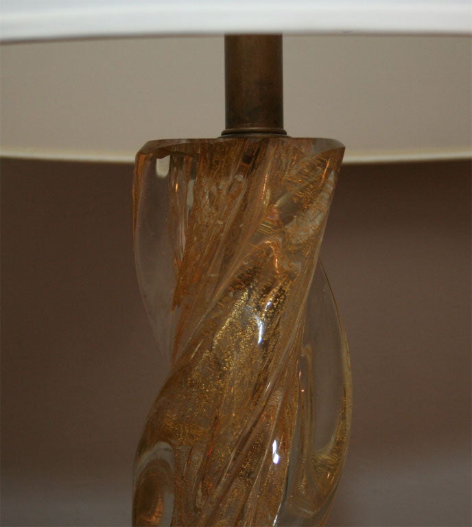 Hand-Crafted Barovier Toso Table Lamp Mid Century Modern Murano Art Glass Italy 1950's For Sale