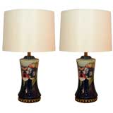 Antique Moorcroft Art Deco pair of ceramicTable Lamps 