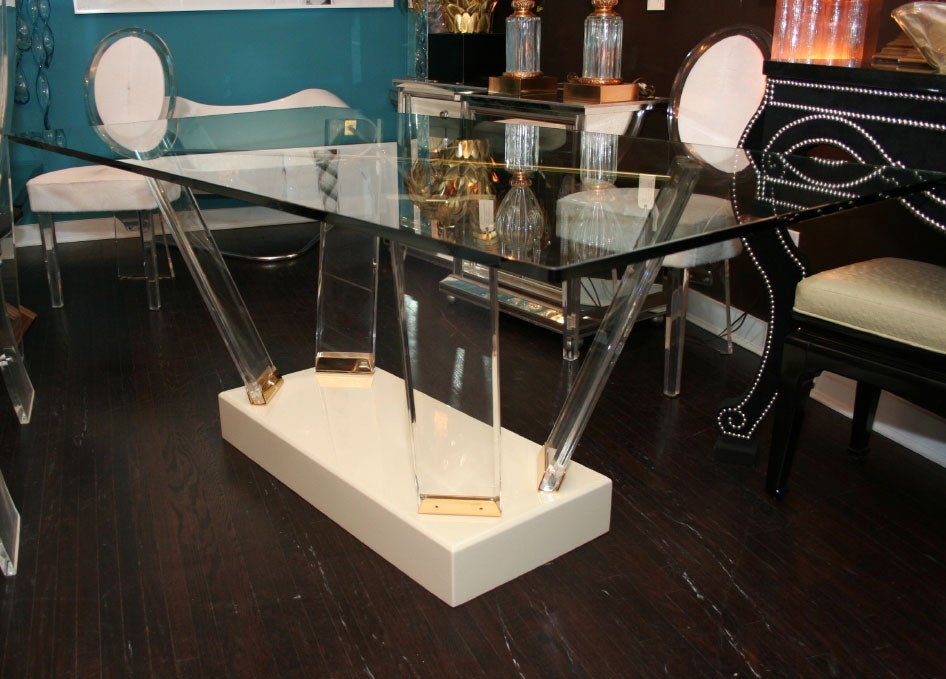 1970's Lucite & Glass Centre Hall Table/desk