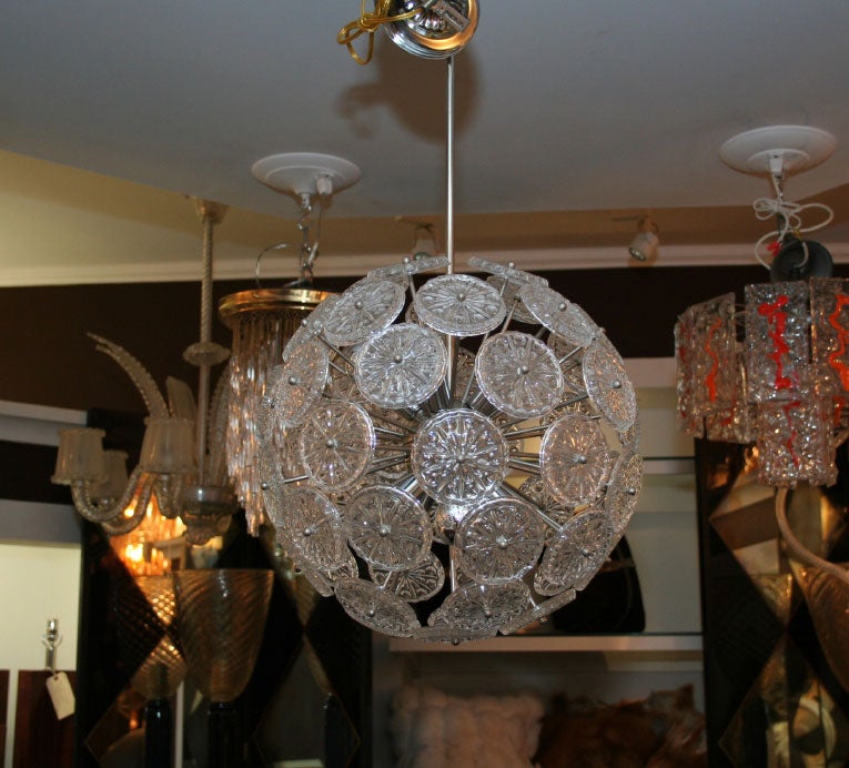 1960's Chrome Belgian Snowflake Chandelier