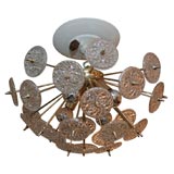Vintage Half Brass Belgian Snowflake Ceiling Fixture