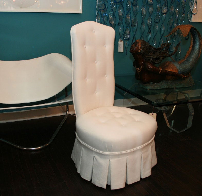 1940's French Boudoir Chair Upholstered in White Cotton Fabric