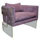 1970's MILO BAUGHMAN Lucite & Purple Ultra Suede Chair