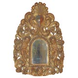 Antique Spanish gilt and painted mirror