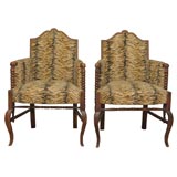Oak pair of armchairs