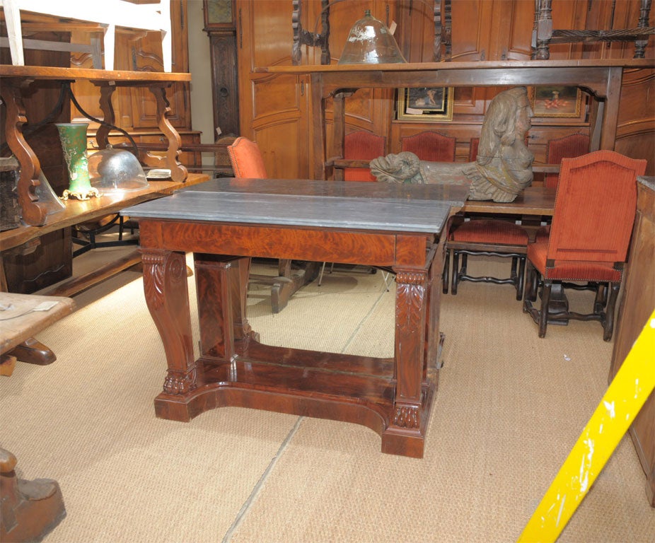 Restauration mahogany and marble top console