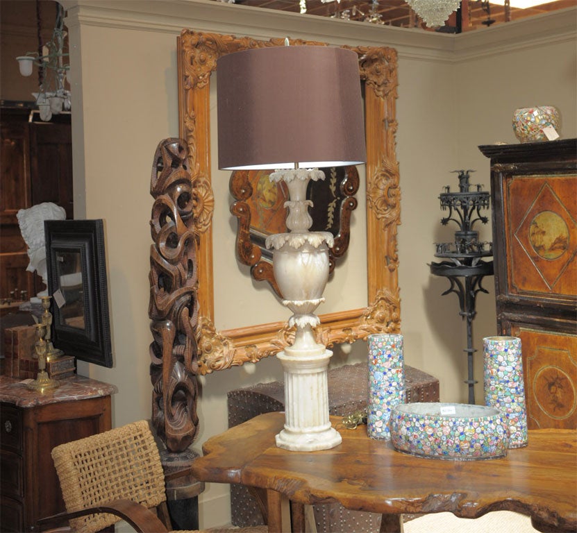 Louis XVI style tall alabaster lamp