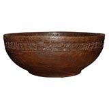 Antique Teak Bowl with Banded Carving (ref# Z511b)