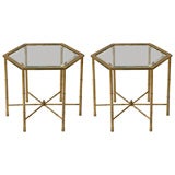 Pair of Brass Hexagonal Side Tables