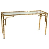 Hollywood Regency Faux Bamboo Brass Console