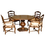 Country French Style Round Table and 4 Arm Chairs