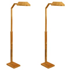 Vintage Pair of Modern Brass Pharmacy Lamps by Chapman