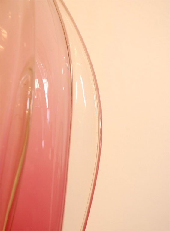 PINK CASED SPIRAL MURANO GLASS LAMP ON LUCITE BASE 2
