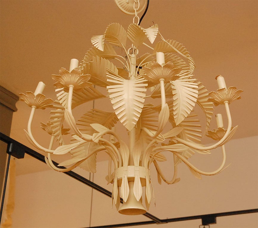 Italian Tole Palm leaf Chandelier