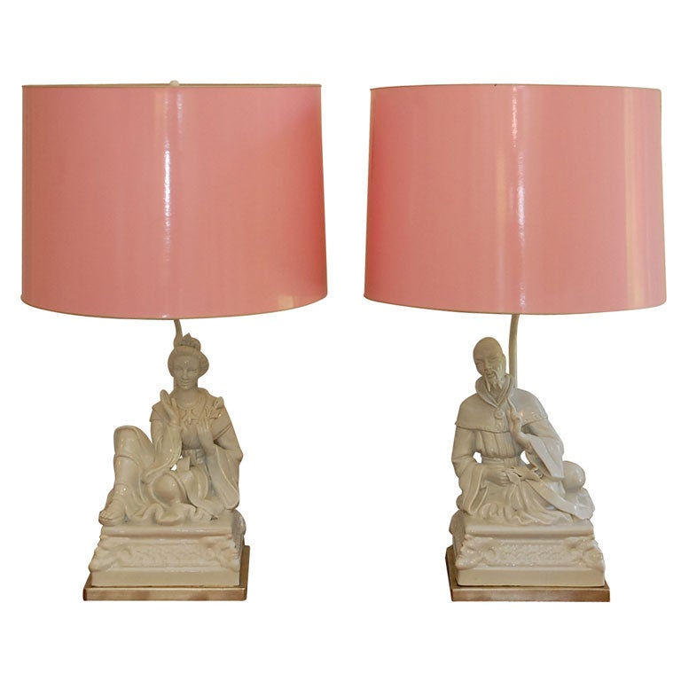 Pair of Chinese Figurine Lamps at 1stDibs