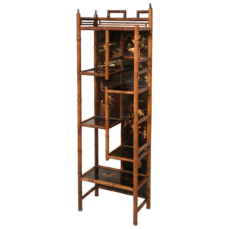19th Century English  Etagere with 18 carat gold japaning.