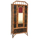 Antique 1920's English Bamboo Armoire with rattan