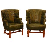 Vintage Leather  Wingback Chairs
