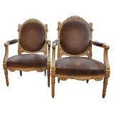 Pair of Louis XVI style Beechwood Armchairs Attributed to Jansen