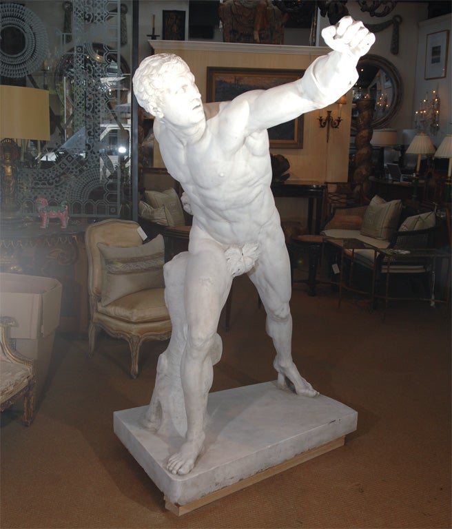 a late 19th century copy of the Borghese Gladiator by listed American sculptor Randolph John Rogers, who worked from the original at the Louvre in Paris