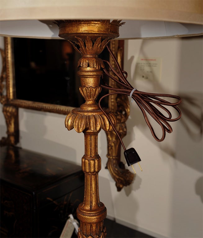 Pair Giltwood Prickets as Lamps For Sale 1