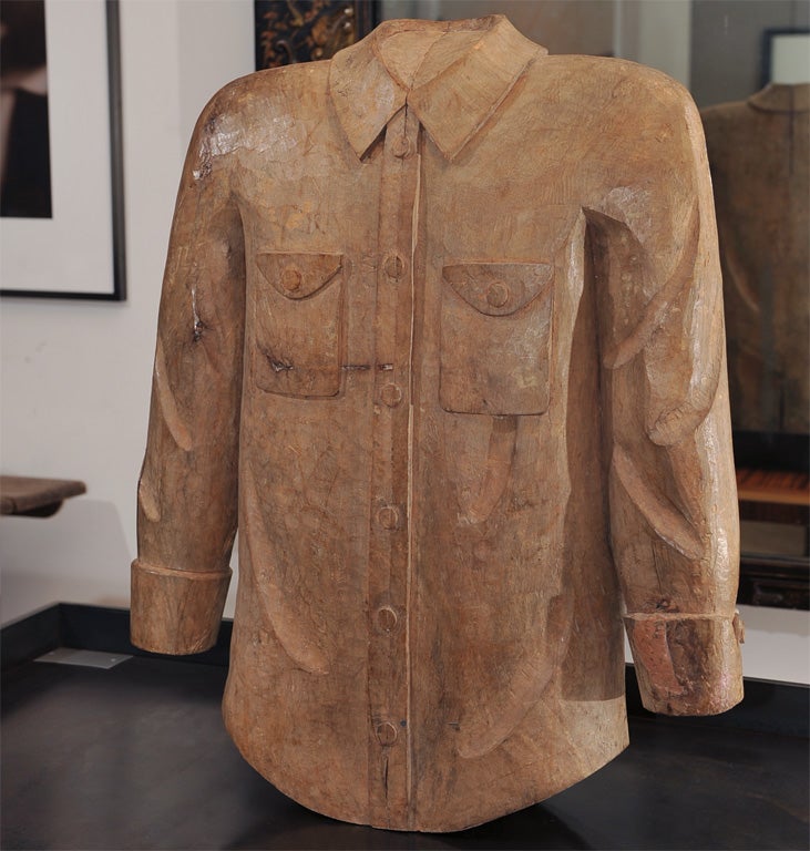 Chinese Wood Shirt Sculpture For Sale