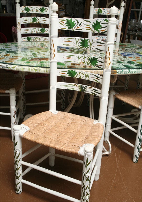Handpainted Dining Table with Six Chairs 1