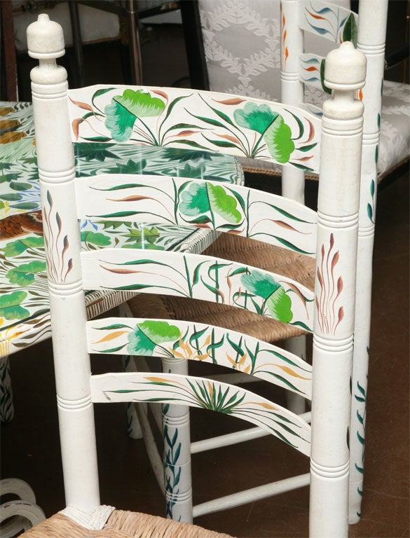 Handpainted Dining Table with Six Chairs 2