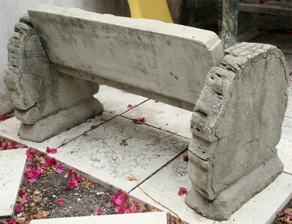 Pair of Cement Garden Benches 5
