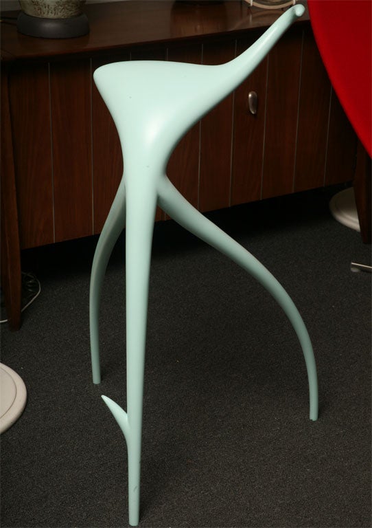 SOLD AUG 2010 Sculpture or stool?  Philippe Starck's 1990 design for German director Wim Wenders is a design icon.  More art than functional furniture, it is signed and deftly makes a statement.  Sand cast aluminum enameled in Starck's signature