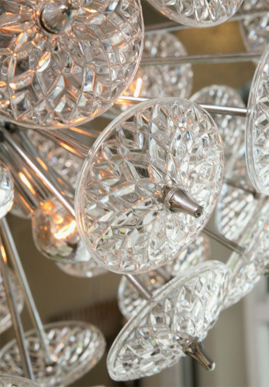 20th Century Val St. Lambert Crystal Snowflake Ball Chandelier