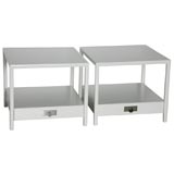 Pair White Lacquer Side Tables - Michael Taylor