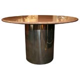 Mid Century Exotic Marble & Chrome Dining Table by Directional