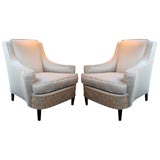 Pair of Hollywood Club Chairs with Scroll Arm Design