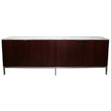 Florence Knoll rosewood and marble credenza on chrome base