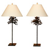 A PAIR OF "BLASS" SCULPTURED TOPIARY STYLE LAMPS