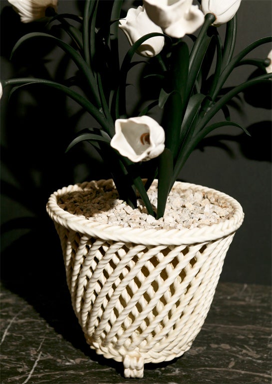Italian Porcelain and Tole Tulip Basket
