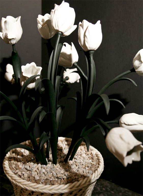 Porcelain and Tole Tulip Basket 4
