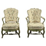 Pair of French Provencial Styled Italian Open Arm Chairs