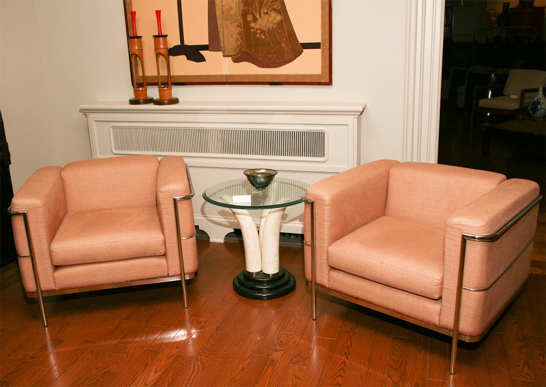 Pair of Le Corbusier LC2 Chairs.