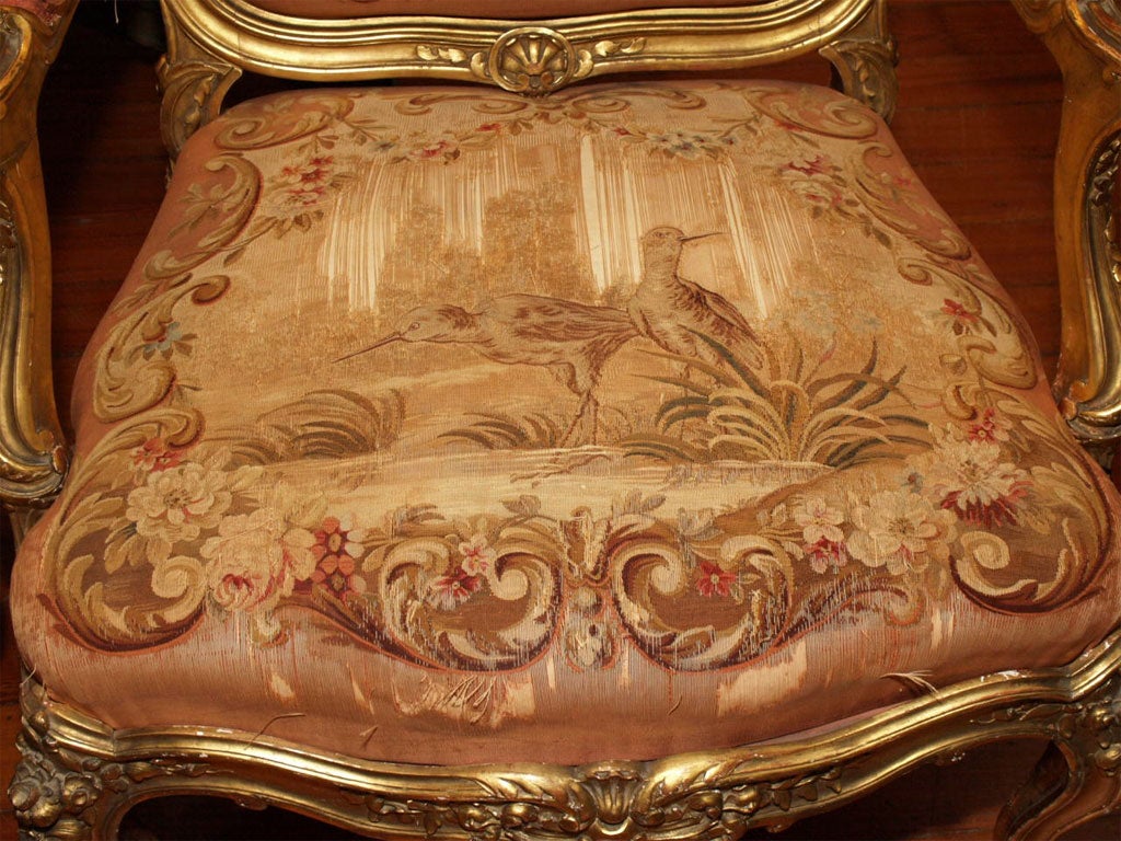 PAIR OF 19TH C.  LOUIS XV STYLE GILT ARMCHAIRS 1