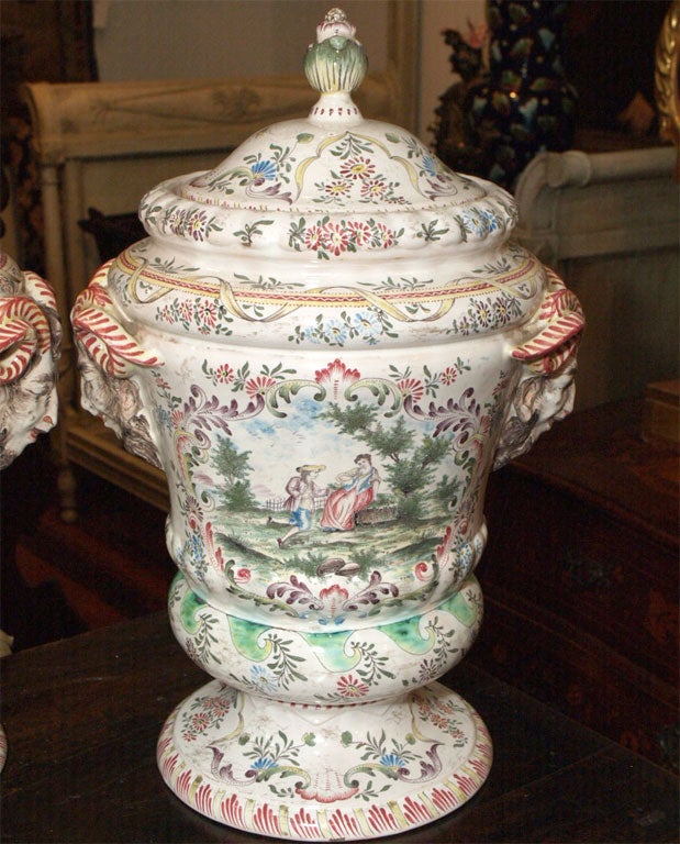 French Pair of V.P. Covered Jars