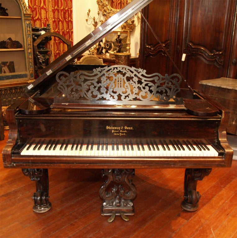 19TH C STEINWAY ROSEWOOD GRAND PIANO 5