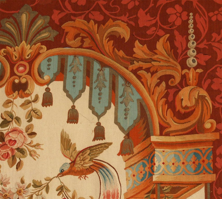 Wool Napoleon III Abusson Tapestry With Metallic Threads