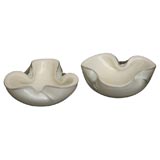 Pair of Vintage White and Gold Murano Dishes by Barbini