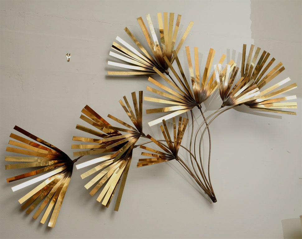 American Brass Palm Wall Sculpture by Curtis Jere