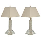 Mammoth Pair of Lucite Lamps