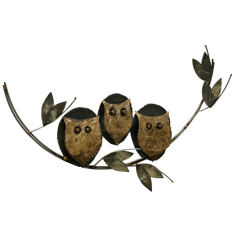 Charming Owl Wall Sculpture by Curtis Jere