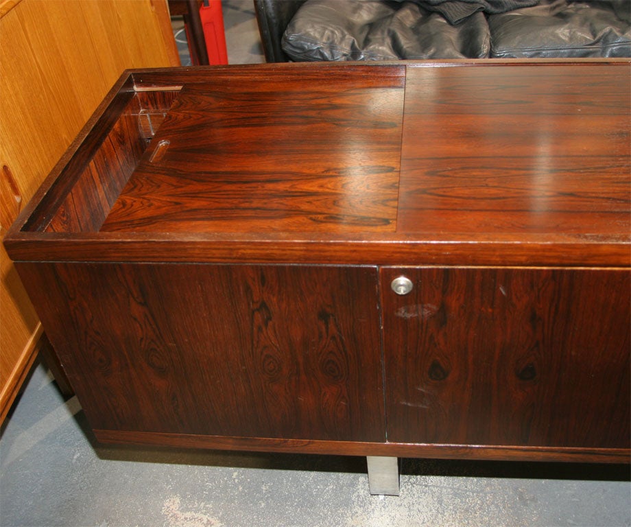 Mid-20th Century Executive Rosewood & Steel Desk with Return by Jorgen Pedersen